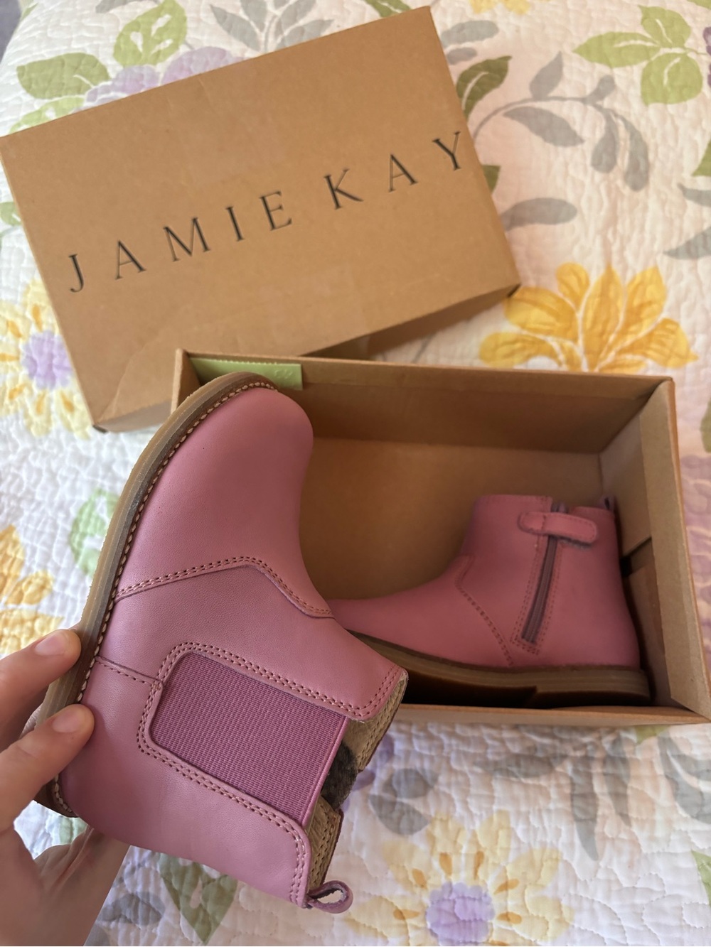 Jamie Kay Dusty Pink Leather Chelsea Boots for Kids